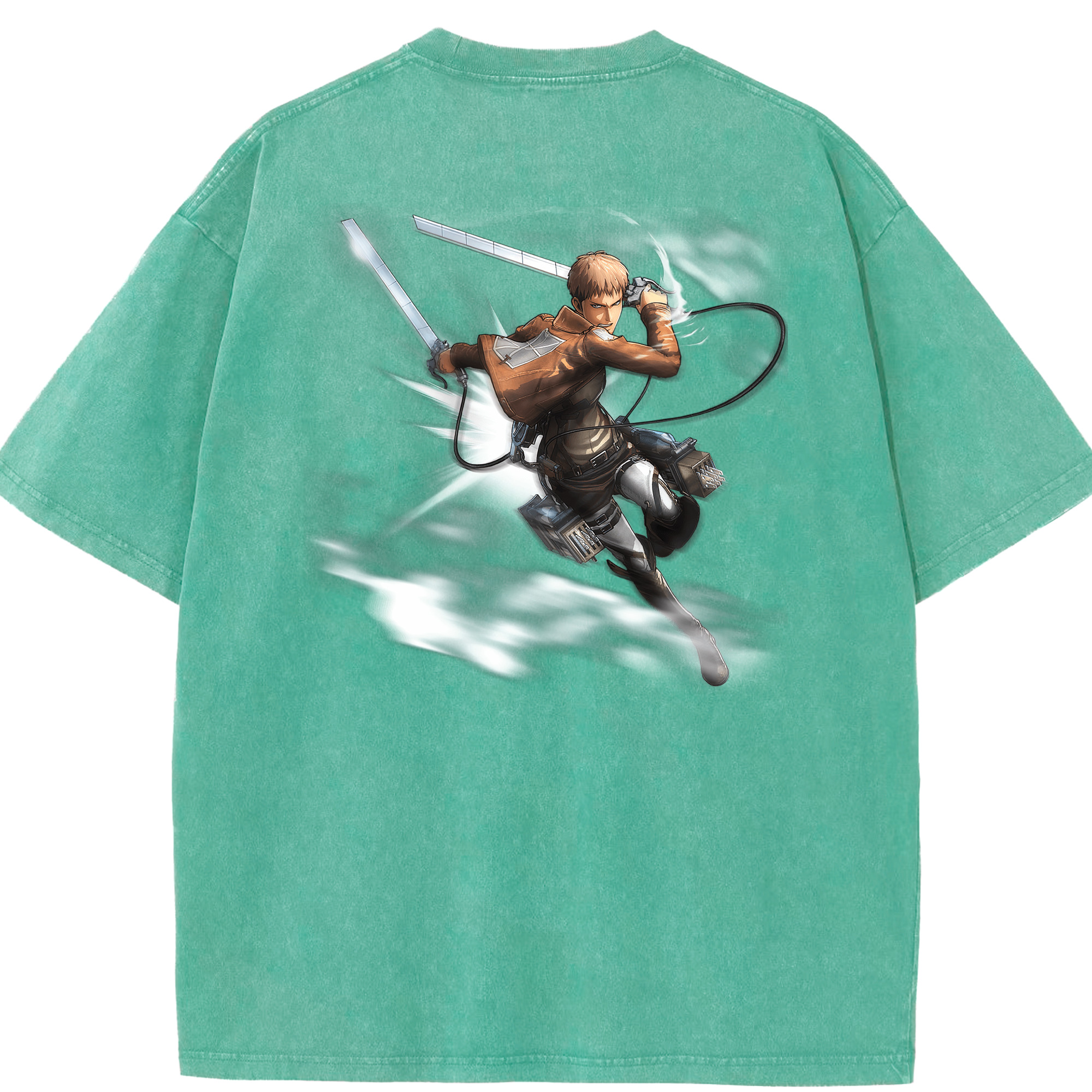 （画像用） 進撃の巨人 ジャン・キルシュタイン Attack on Titan Jean Kirstein 綿100% ヴィンテージ風 半袖Tシャツ（背面プリント）